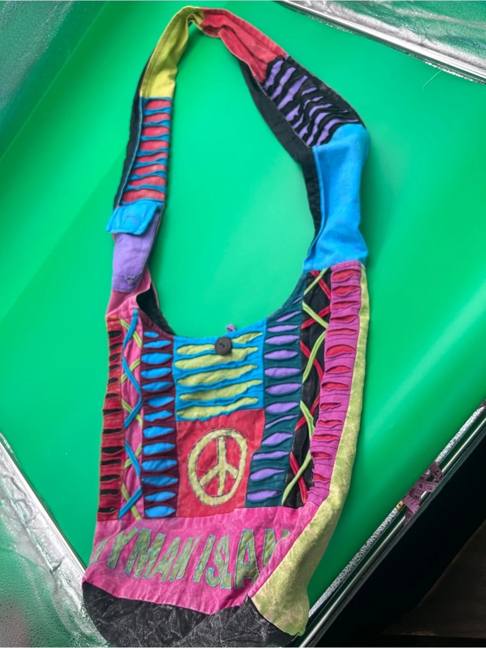 Cayman Islands Multicolor Peace Sign Shoulder Bag